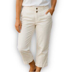 Chico’s High Rise Crop Pants Off White Cuffed Cotton Size 2.5 (18–20) NEW